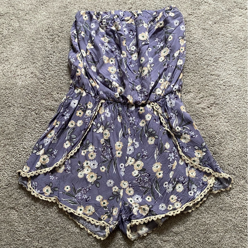 Strapless Floral Romper